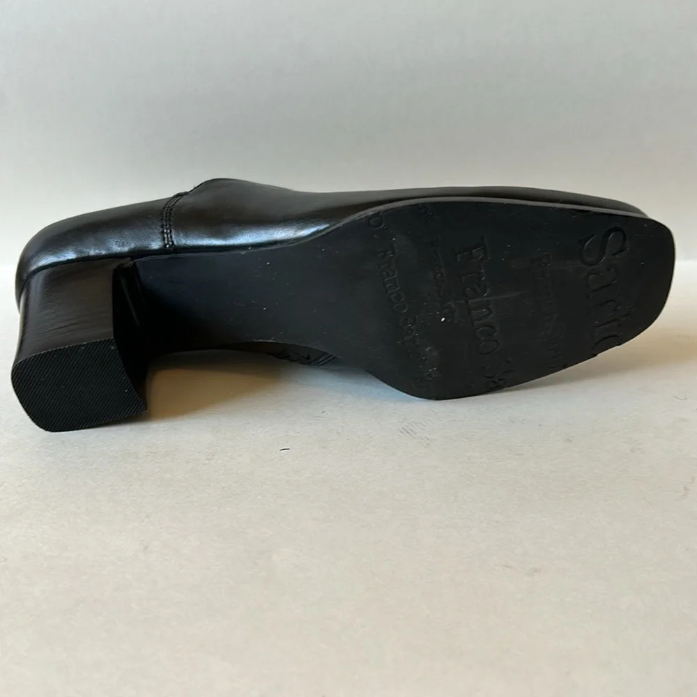 NWOB Franco Sarto black leather chunky heels, size 8 1/2 - Picture 8 of 8